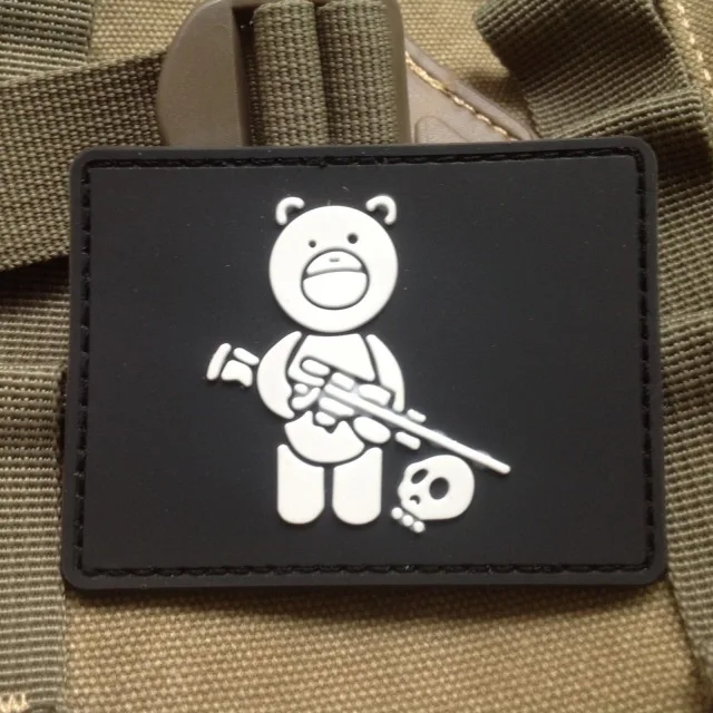 

BLACK BEAR SNIPER HUNTER SKULL TACTICAL ARMY MORALE RUBBER PATCH Sniper Bear Logo Paintball Airsoft Patch Badge