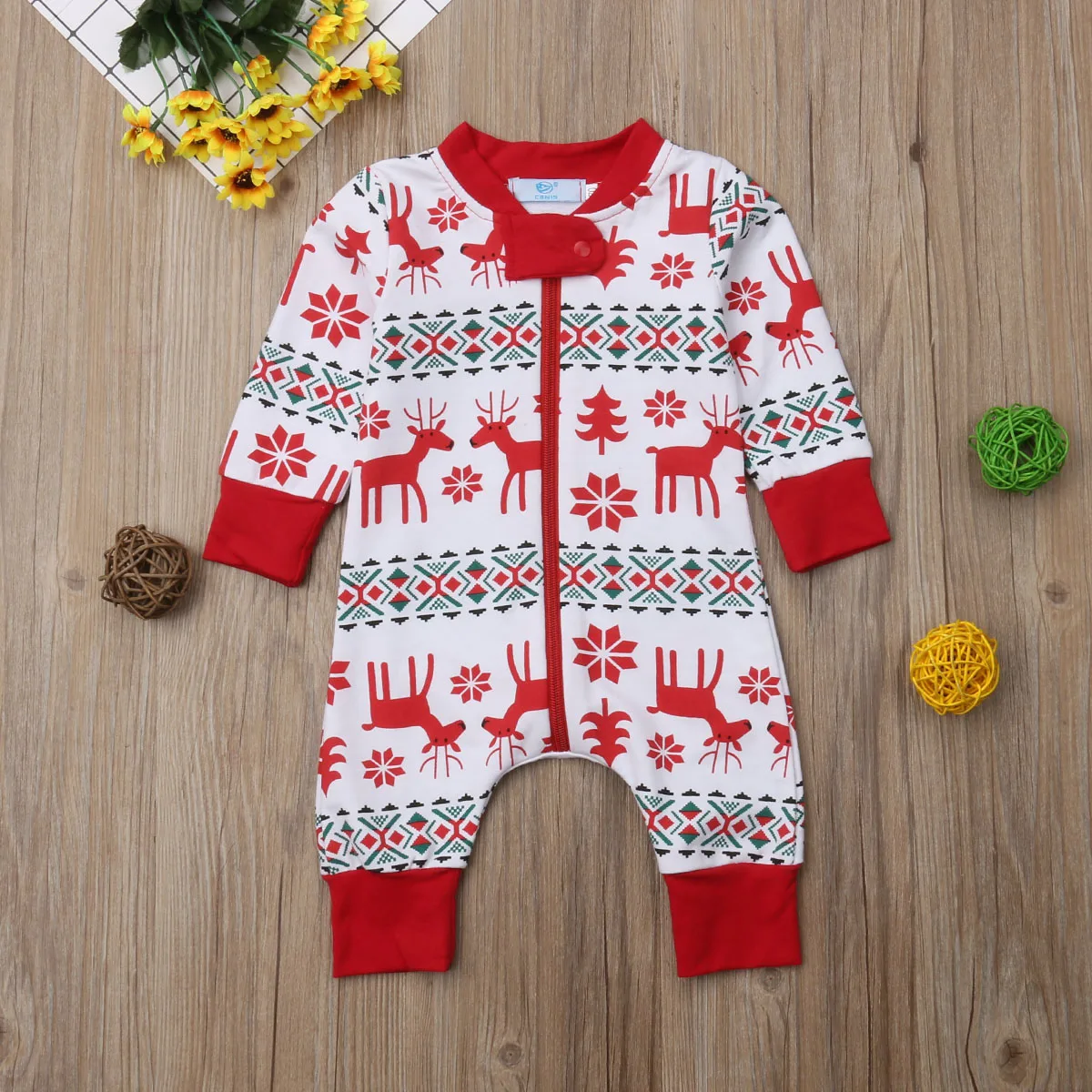 Детские Moose Рождественская одежда для малышей мальчиков Штаны для девочек с рождественским изображением молнии комбинезон Детские Комбинезоны Одежда 0-24 м