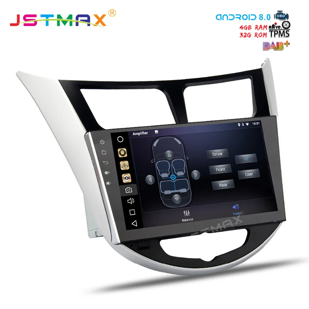 Top JSTMAX 8" Android 8.0 car dvd for Hyundai Solaris accent Verna i25 with gps navi Octa Core 4GB+32GB Auto Stereo DAB+( NO dvd) 3