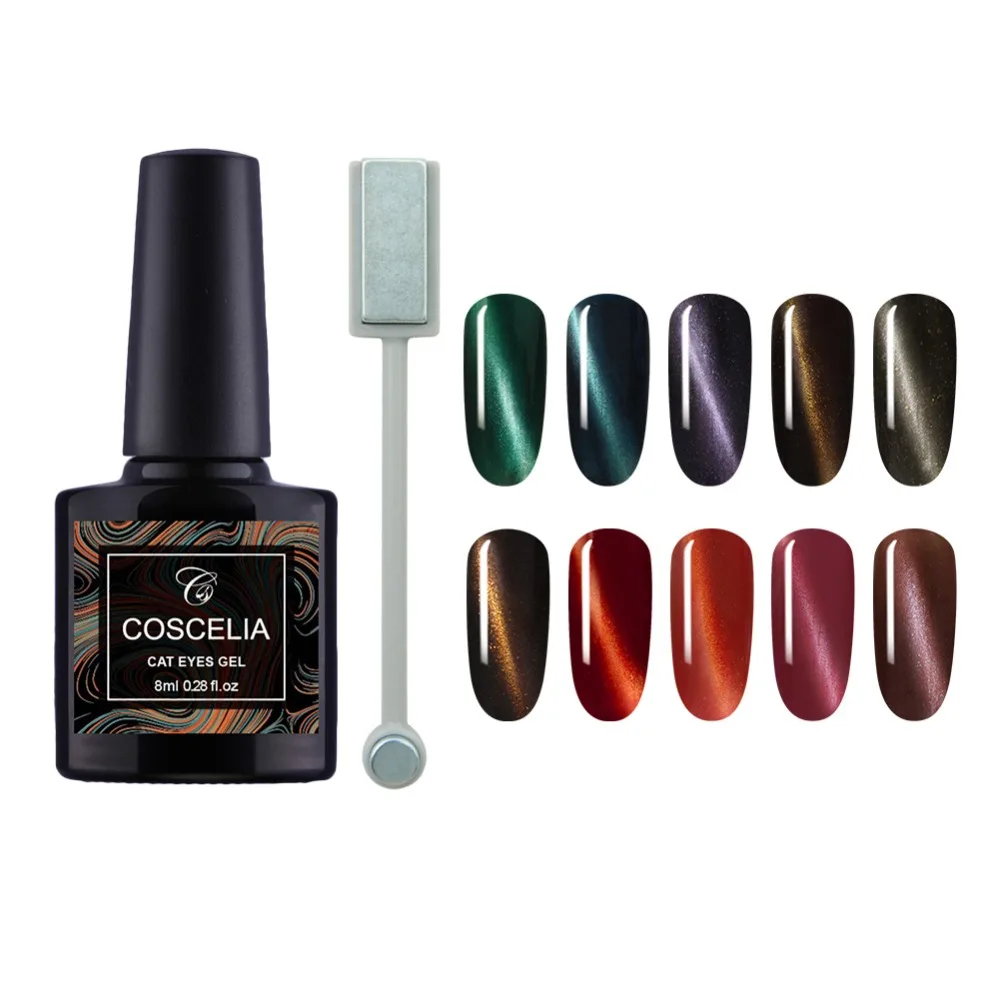 

COSCELIA 10 Colors 3D Magic Cat Eye Nail Polish set for nail manicure set Magnetic Stick UV Gel Nail Polish shining Nail