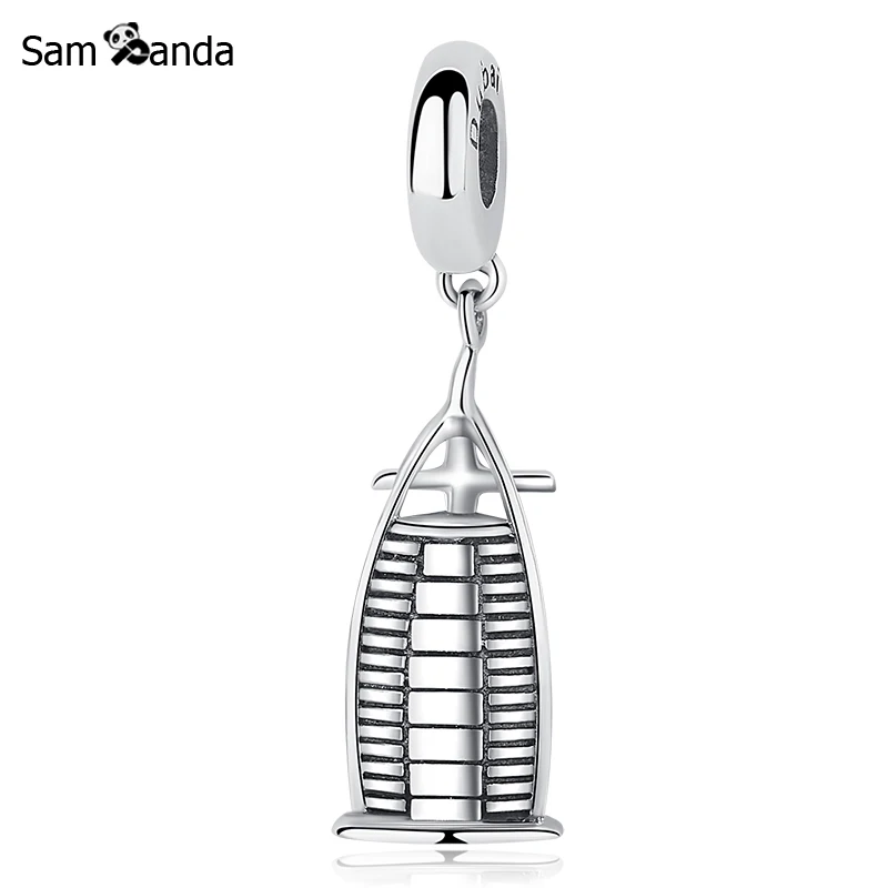 

Authentic 925 Sterling Silver New Charm Bead Travel Dubai Burj Al Arab Dangle Charms Fit Pandora Women DIY Jewelry Bracelets