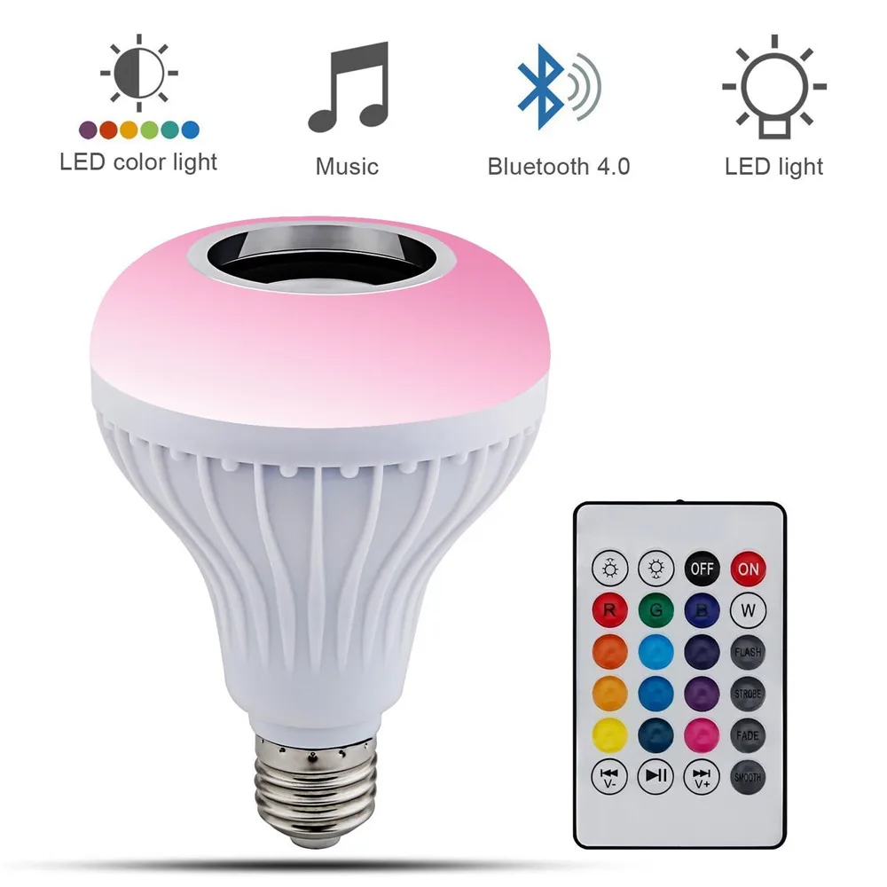 

RGB Music Bulb Phone Wireless Bluetooth Speaker 12W E27 LED Lamp Smart Music Player Audio RGB Light with Remote Control