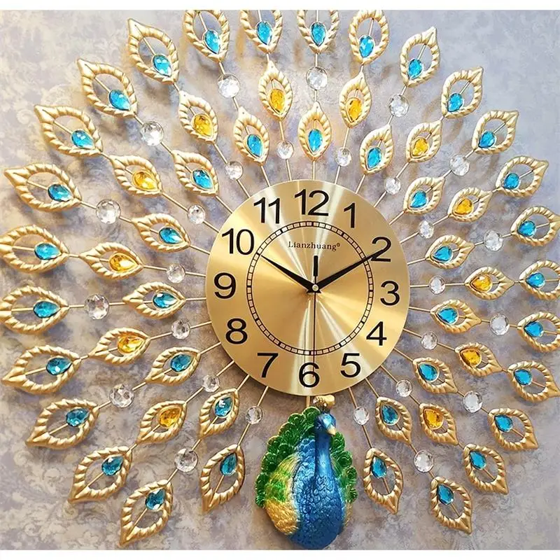 

Modern Design Peacock Wall Clock Home Decor Wall Watch Living Room And Bedroom Silent Clock Wall Large Metal Digital Wall Clocks