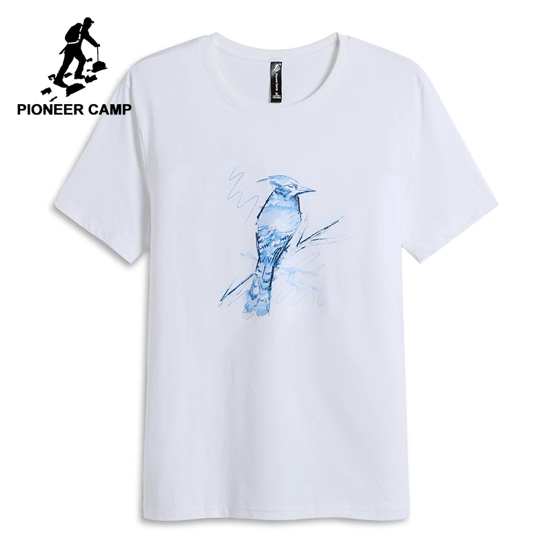 

Pioneer camp new summer short sleeve t shirt mens brand clothing casual bird printed tshirt quality cotton t-shirt men ADT802129