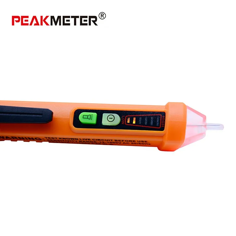 PEAKMETER PM8908C Бесконтактный тест напряжения er, Aidbucks 12-1000 В переменного тока со светодиодным фонариком тест живого провода переменного тока вольт