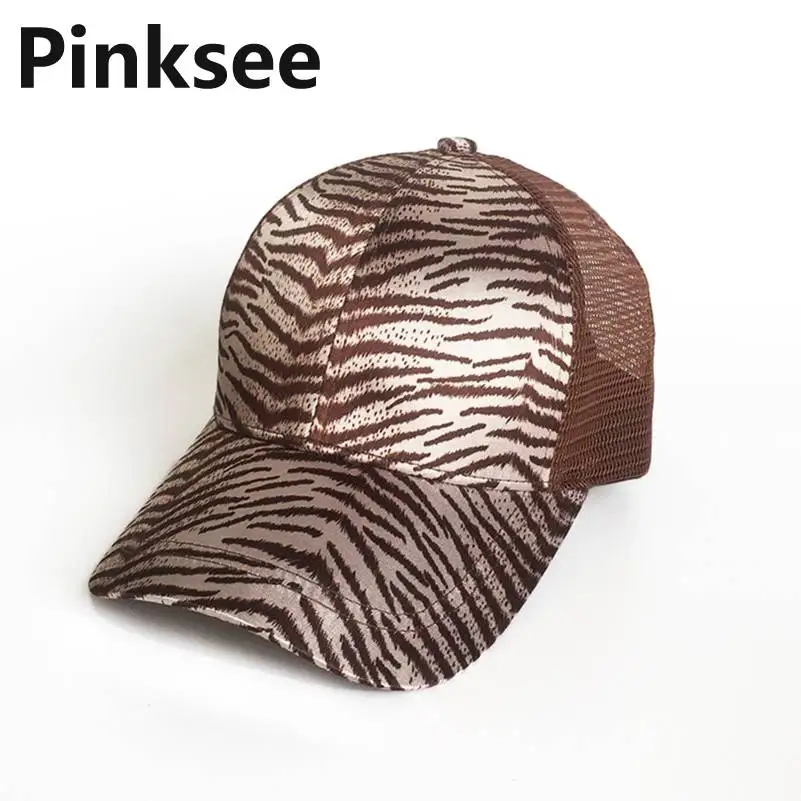 

Women's Ponytail Glitter Cap Messy Buns Adjustable Army Mesh Baseball Hat Snapback Animal leopard Pattern Hat for Men Decors