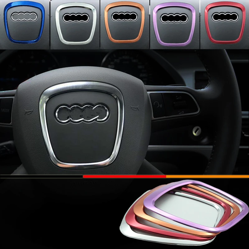 Car styling Aluminum Interior Modified Sticker For Audi A4 A5 A6 Q7 Q5 Steering Wheel Decorative