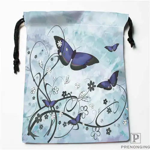 На заказ Печать синий-Бабочка Сумки для покупок на шнурках дорожный мешочек для хранения плавание пеший Туризм игрушка сумка унисекс мульти Size19-01-04-21