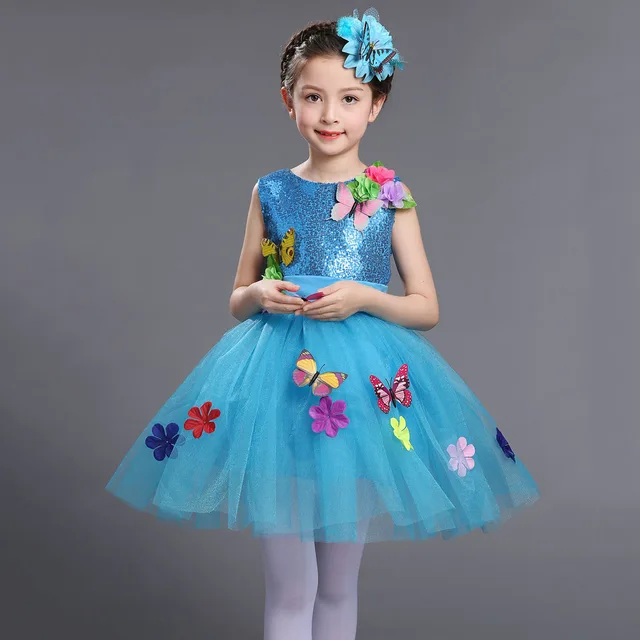 TB74 2019 Mode Fleur Fille Robe pour la Fête De Mariage Élégant Champagne Robe Tulle Ciel