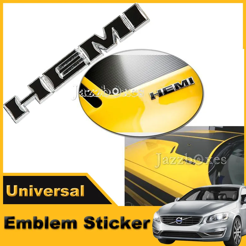 A pair of Black HEMI Emblem Badge Car Logo Sticker For Jeep Chrysler