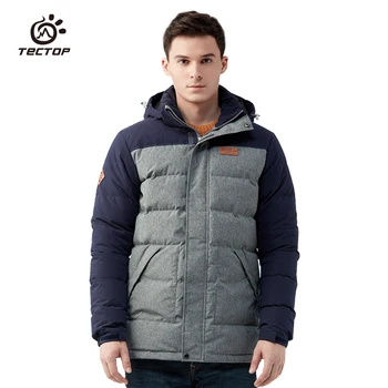 

TECTOP Winter Outdoor Hiking Men Down Jackets Thicken Soft Warm Windproof Male Hooded Down Coats 80% Grey Duck Down Coats