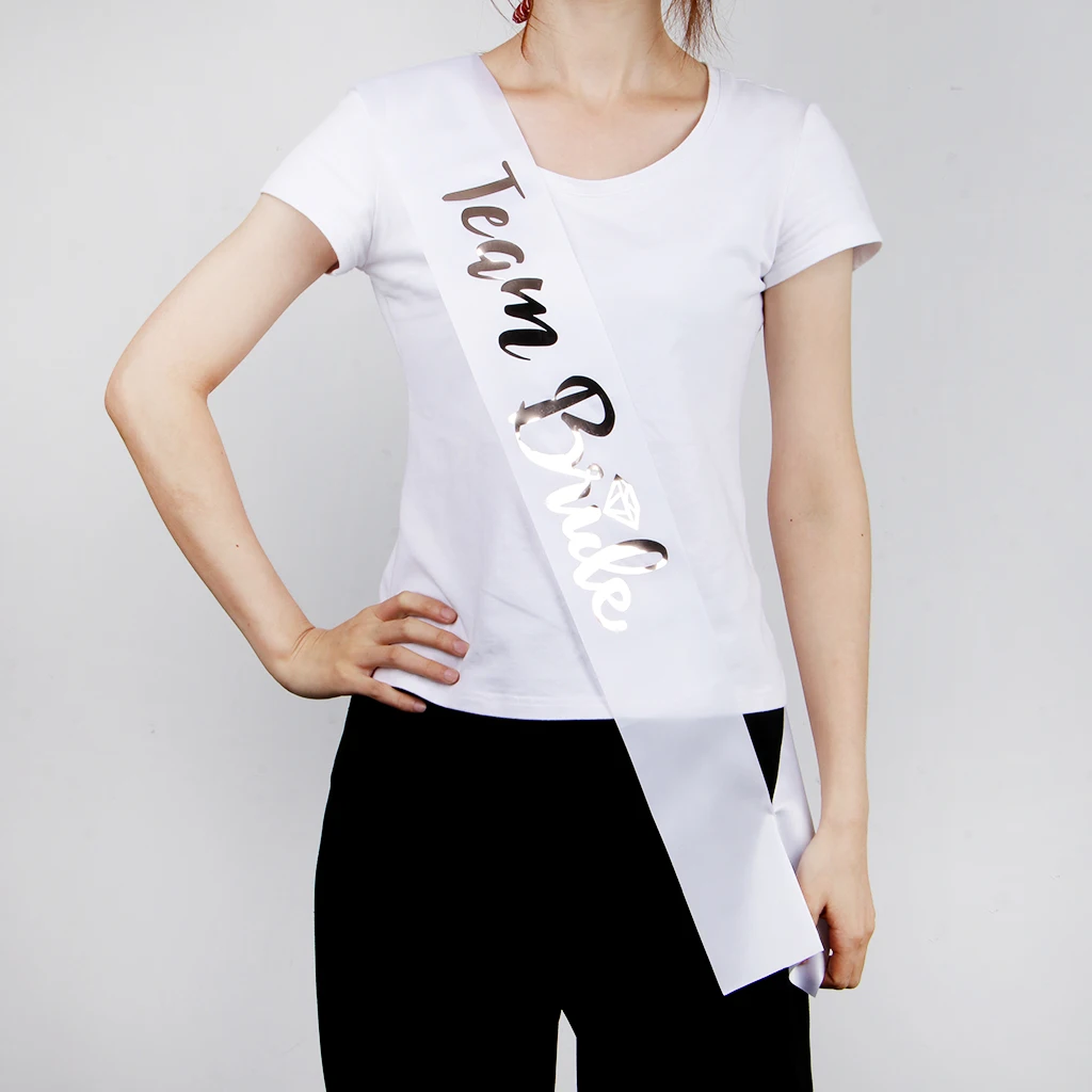 Gold Satin Sash Diamond Wedding Bridal Shower Fancy Dress White