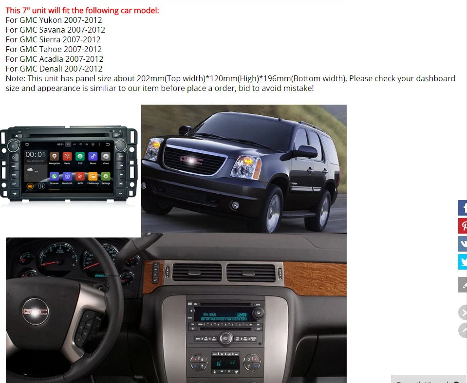 Sale Android 9.0 Car DVD Player For GMC Yukon Savana Sierra Tahoe Acadia Traverse Octa Cores 4GB RAM 64GB ROM radio stereo navigation 0