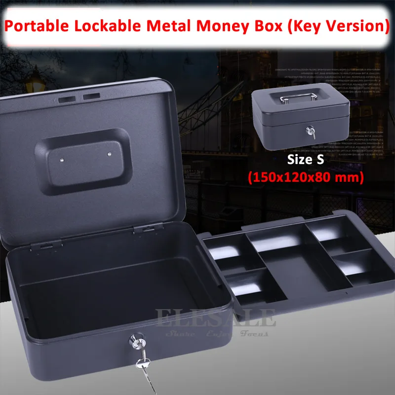 High Quality Size S 150x120x80 Mm 6 Mini Portable Cash Box Lockable Security Safe Box Durable