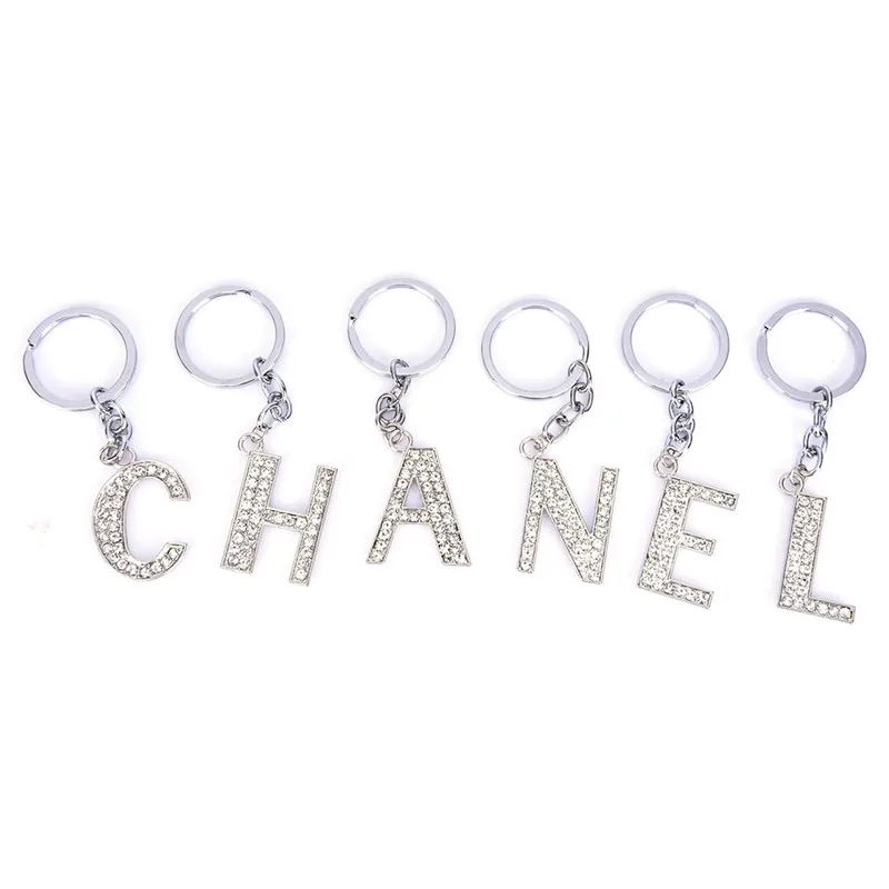 Rhinestones Alphabet Keyring 26 Letters Initial Key Ring Chains Unisex Keychain Bag Pendant Jewelry Ornament Crystal|Брелоки| |