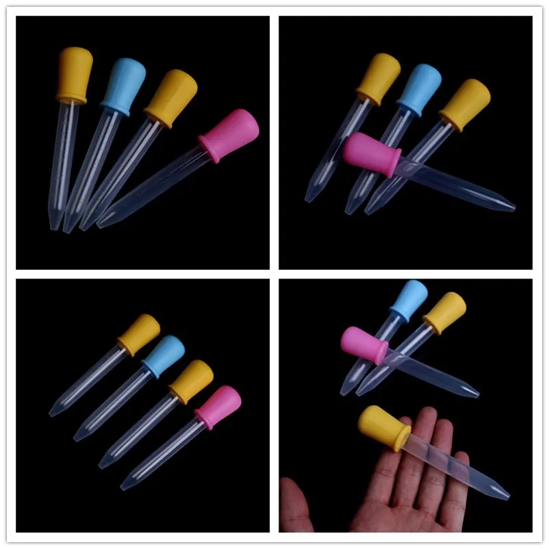

2pcs 12*2cm Silicone Plastic Feeding Medicine Liquid Ear Eye Graduated Pipette Dropper 5ml for School Lab Supplies color random