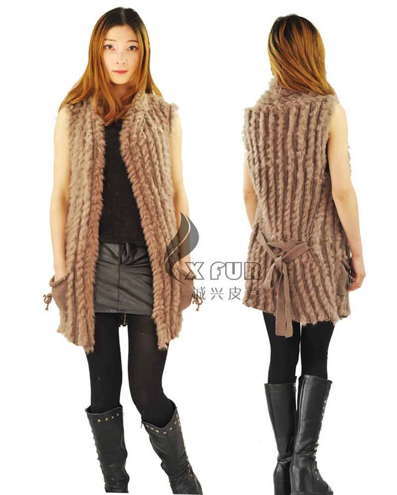 

CX-G-B-11A Fashion Sweaters Genuine Rabbit Fur Knitting Vest Women ~ NEW ARRIVE ~ DROP SHIPPING
