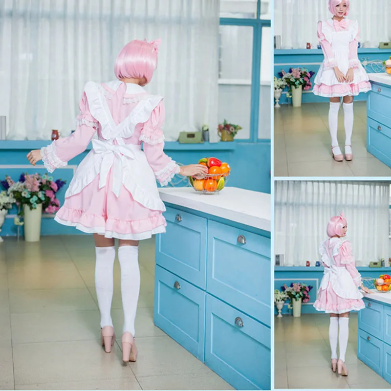 Coshome Women Girls Maid Cosplay Alice Costumes Family Matching Clothing Mother Daughter Blue Lolita Dress For Halloween Party (3)