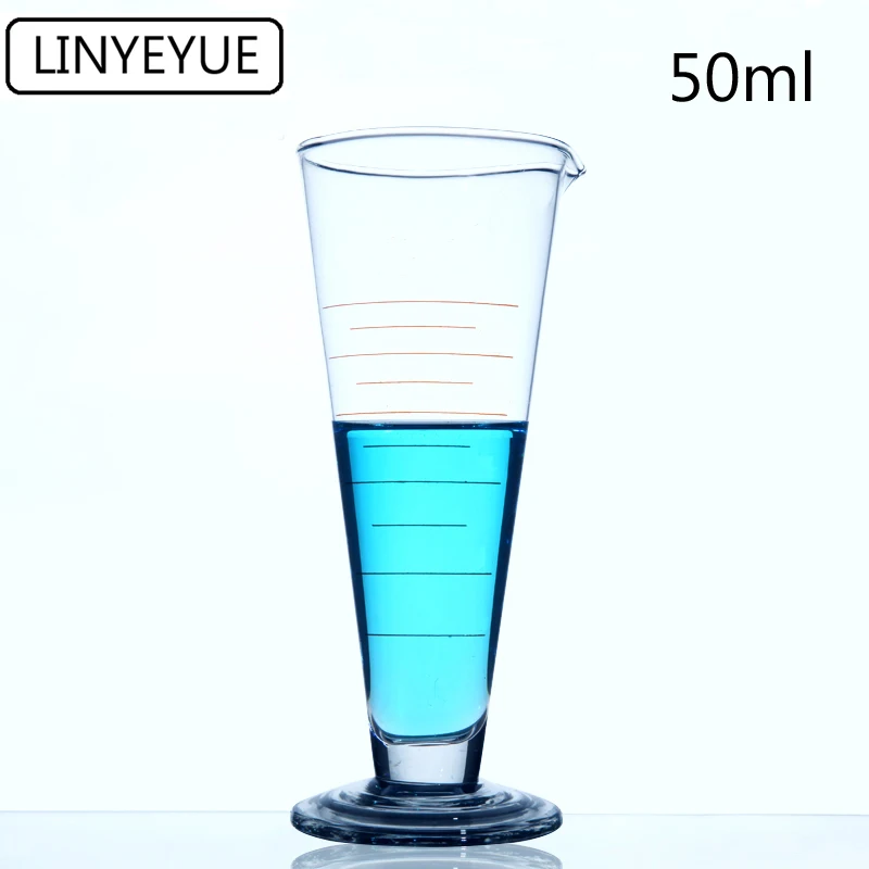 

LINYEYUE 50mL Graduate Conical Glass Measuring Cup Measuring Glass Triangle Beaker Laboratory Cylinder Chemistry Equipment