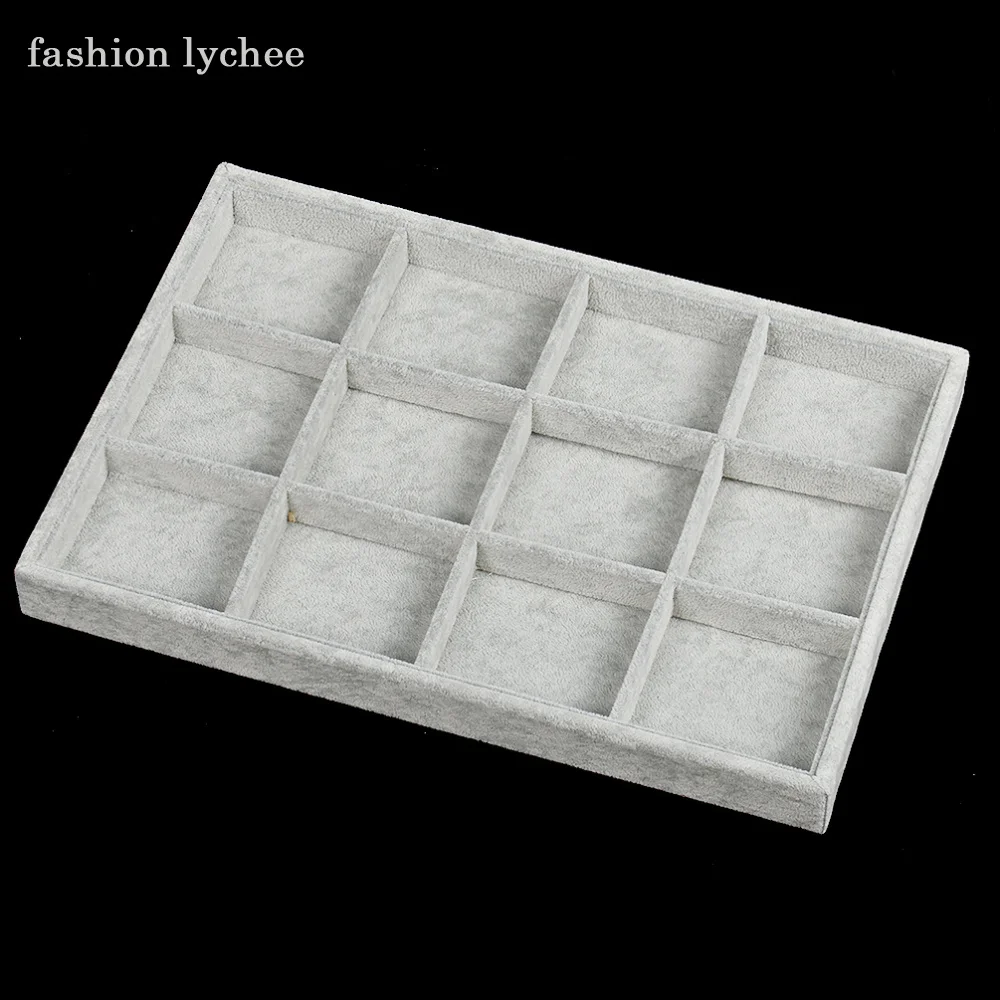 

fashion lychee Velvet Organizer Ring Necklace Bracelet Fashion Jewelry Display Stand Holder Rack Showcase Plate