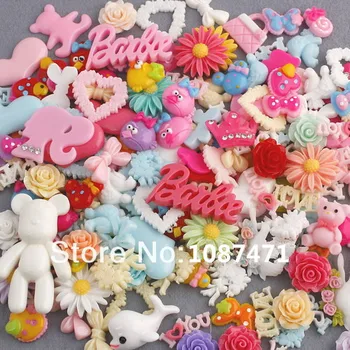 

Lot 50pc Mix Assort cabochon cab Resin Flat Back Scrapbook for phone case,hairpin Buttons Craft for DIY Craft