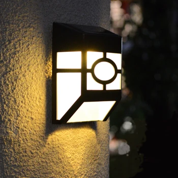 

LED Garden Light Solar led Panel Lamp Sensor Waterproof mounted Outdoor Fence Wall Lamp Lighting Warm Cool white black