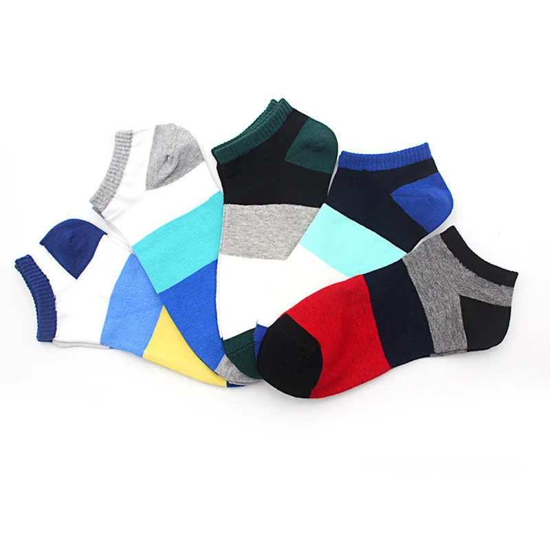 

1Pair Men's Dress Sock Funny Invisible Low Cut Ankle Socks Casual Colorful Stripe Boat Socks Short Unisex Cotton Sock Breathable