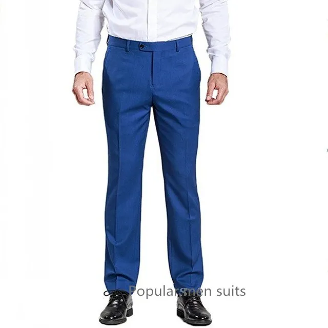 Новинка, Модные королевские синие мужские деловые брюки для официального костюма, облегающие дизайнерские мужские брюки, мужские брюки на заказ - Цвет: same as picture