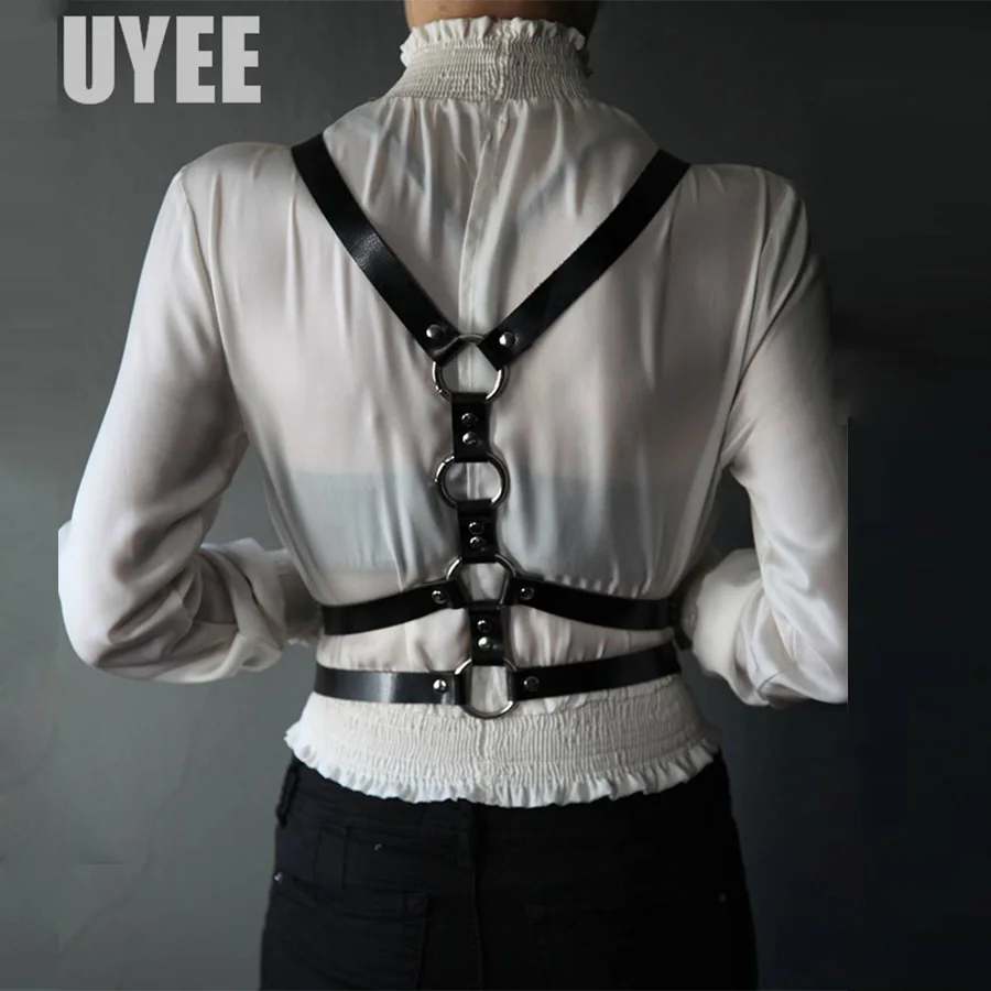 UYEE Sexy Punk PU Leather Body Bondage Belts For Women Female Harness Leather Garter Waist Belts Straps Suspenders Sex LB-005