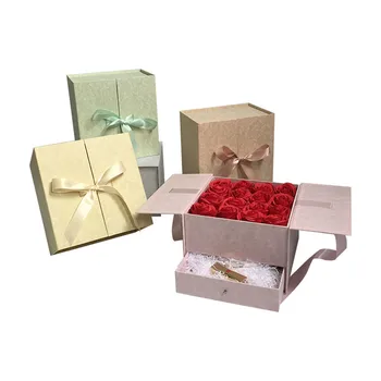 

New design square box two sides open include drawer gift box birthday/wedding party Valentine's Day gift pack box 2pcs 10% OFF