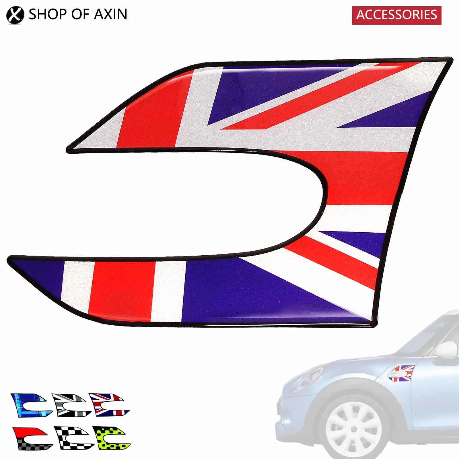 

2PCS Side Fender 3D Epoxy Graphics Sticker SideLight Lamp Trim Decoal For MINI Cooper F55 F56 Hatchback