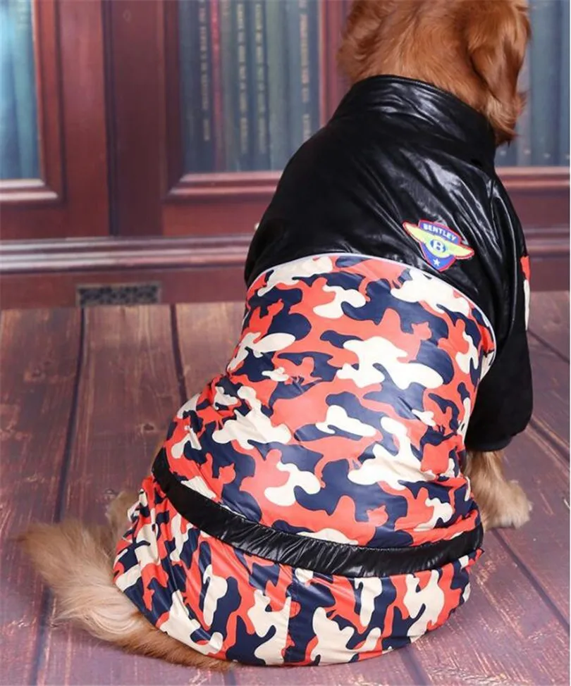 PU sleeve stitching Big dog coat warm Thick Camouflage dog clothes for large dogs dog jumpsuit windbreaker parka para perro