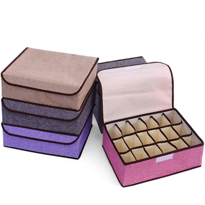 

18 Grids Underwear Organizer Storage Bra Box Drawer Closet Necktie Scarfs Socks Rectangle Fabric Clothes Container
