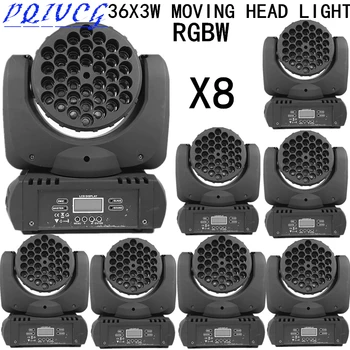 

8PCS/ RGBW 36X3W Moving head lights dmx512 control beam light disco light professional dj equipment