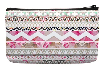 

Girly Pink White Floral Geometric Abstract Aztec Bohemia Pattern Print Customized Small Cosmetic Bag Wristlet Makeup Bags