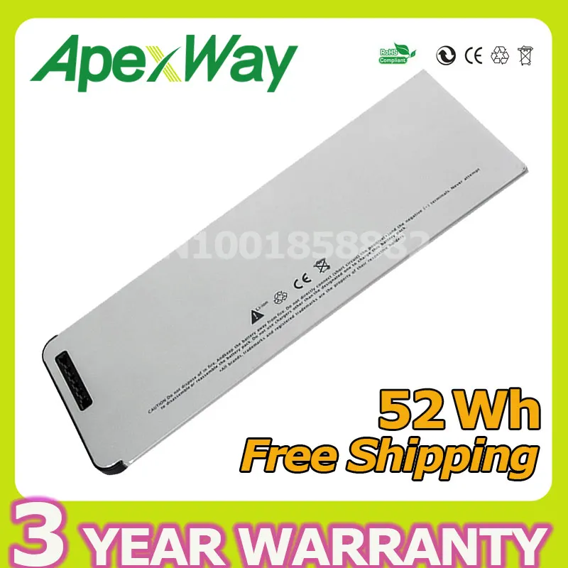 

Apexway 52Wh laptop battery for Apple for MacBook 13" A1278 MB466CH/A A1280 MB771 MB771*/A MB771J/A MB771LL/A