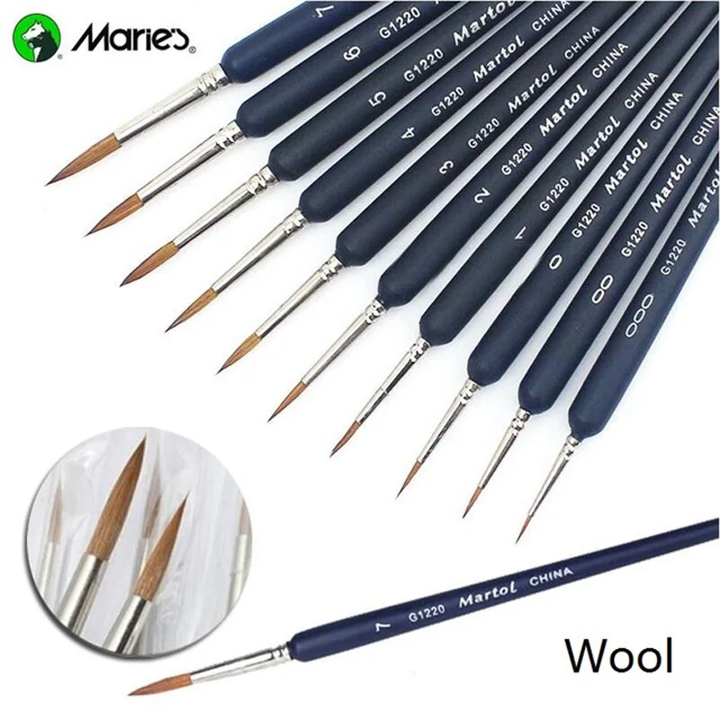 10Pcs/Set Maries Wool Paint Brush Scriptliner Hook Liners Draw for Oil