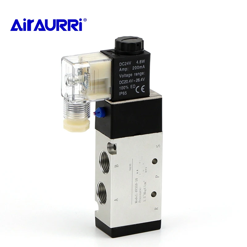

4V310-10 Solenoid Valves Air 2 Position 5 Port 2/5 Way12V/24V DC 110V/220V ACGas Control Valve 3/8" BSP