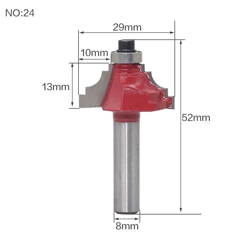 1/" Традиционная Ogee кромкоформовочная фреза Бит-8" хвостовик деревообрабатывающий нож линия - Длина режущей кромки: NO24