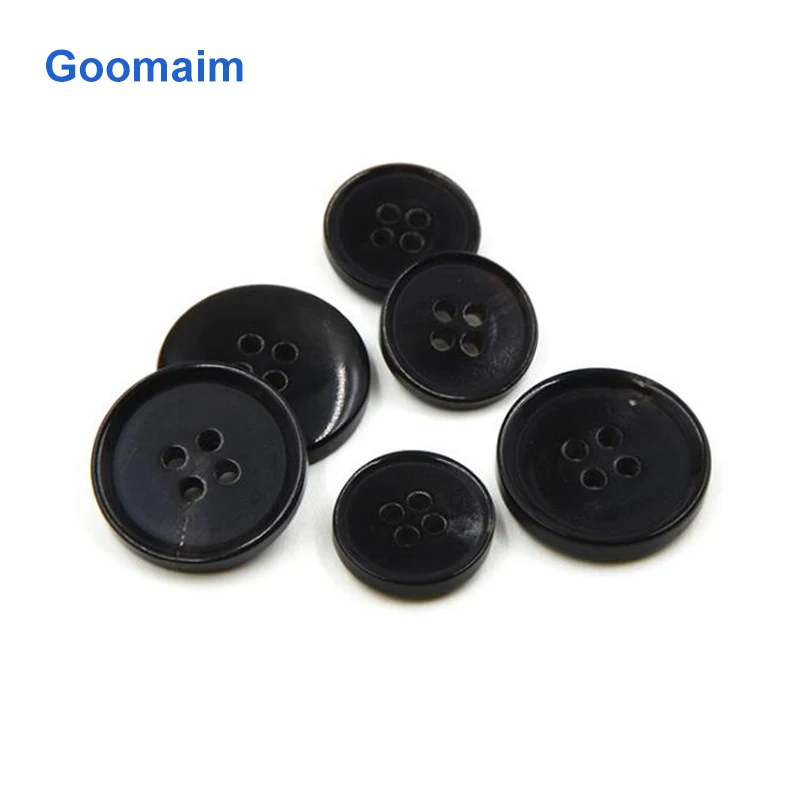 

50pcs fashion natural color ox horn buttons for jeans 4 holes sewing shank buttons DIY round clothes buttons for dress
