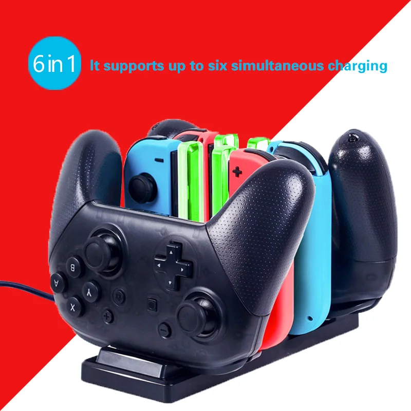 

Charging Dock For Nintend Switch Controller LED Charger For Nintendo Switch Gamepad Charge Stand For Joy-con&Pro NS Switch 6 in1