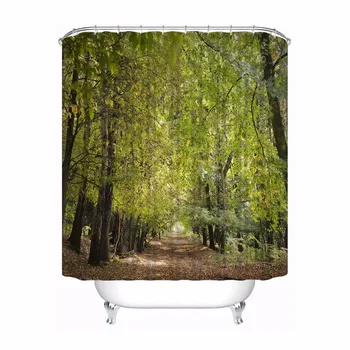 

Custom Autumn Nature Trees@01 Waterproof Bathroom Acceptable Shower Curtain Polyester Fabric Bathroom Curtain #180318-01-01