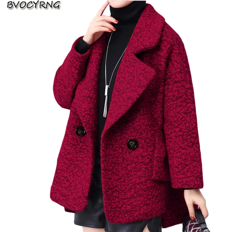 

Short woolen coat female spring autumn Korean loose cloak wool parka 2019 new large size thick woolen jacket elegant women tops