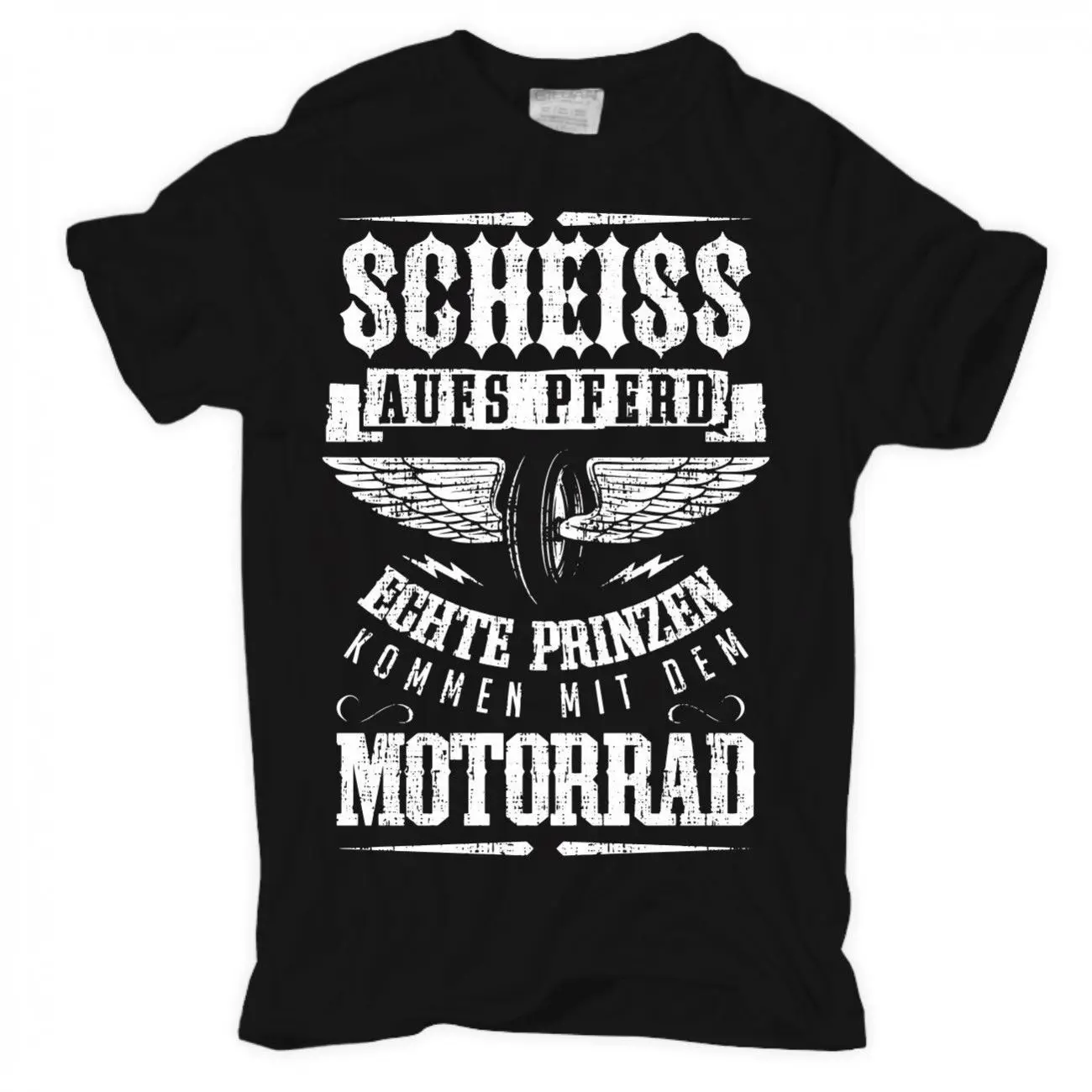 cheap T Shirt Scheiss Pferd Prinzen Kommen Mit Dem Motorrad Biker Bikes Custom Chopper Mens T Shirts Fashion 2018 Clothing