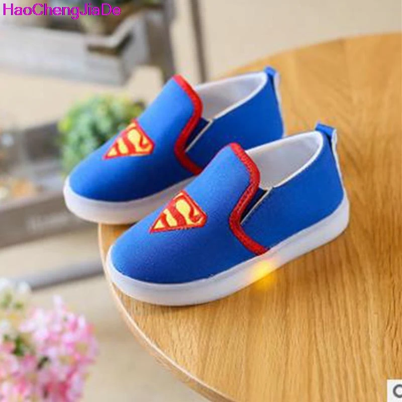 HaoChengJiaDe الفتيات سبايدرمان الأطفال الأحذية مع ضوء طفل أحذية رياضية من قماش القنب أطفال أحذية لل بنين بنات Chaussure Enfant 046A