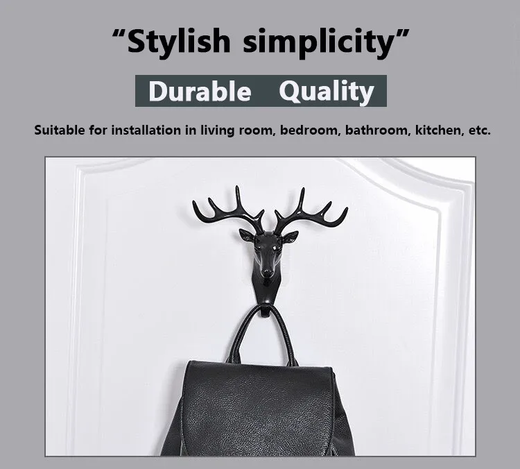 HOMIN Animal Wall Decor Hooks Antlers American Style Household Decor Hooks Multi-purpose Wall Coat Keys Bags Clothes Hook 02
