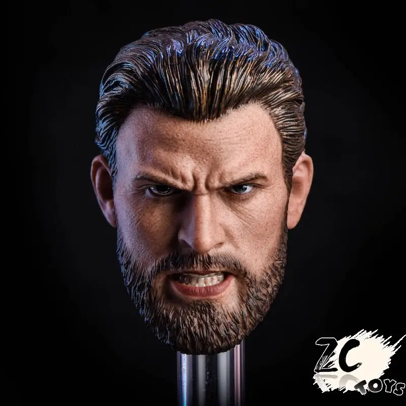 

Anger version howl beard 1/6 Captain America Steve Rogers head sculpt for 12inch action figure toy collection