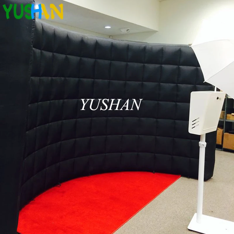  Custom foldable Whole black Inflatable Photo booth wall backdrop No LED lights Portable Wall photo 