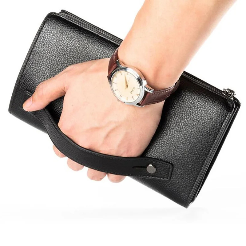 Baellerry, деловой мужской кожаный кошелек с карманом для монет, мужской кошелек, клатч для телефона, Большая вместительная сумочка для мужчин