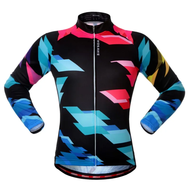 Велоспорт Джерси с длинным рукавом молния Верхняя спортивная одежда печать быстросохнущая одежда Лыжная куртка